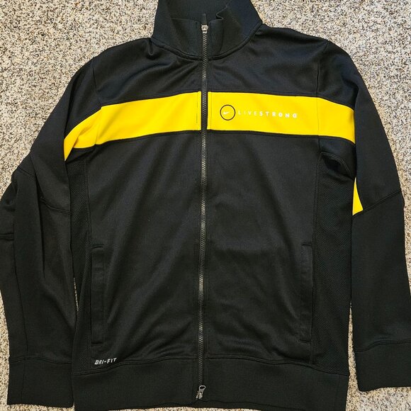 Nike Jacket Mens Small Black Yellow Full Zip Heavyweight Live Strong - Picture 1 of 5